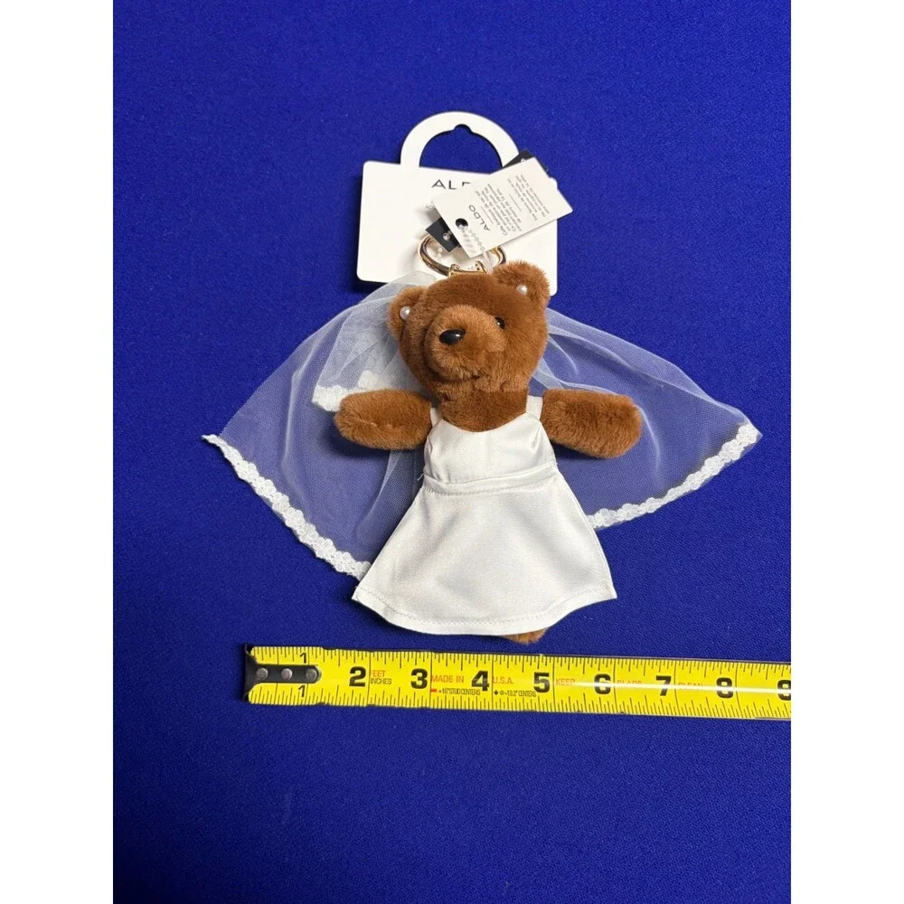 ALDO Wedding Bride Teddy Bear Plush Bag Charm Keychain NEW